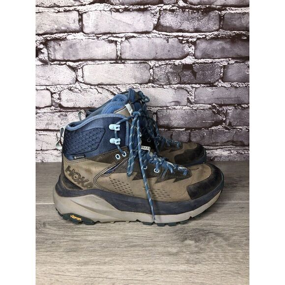Men's Hoka One One Kaha GTX Gore-Tex Blue & Gray Mid Hiking Boots Women Sz 8M US - Picture 5 of 16